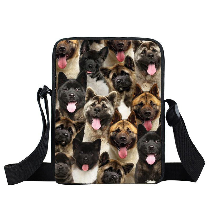 A Bunch Of American Akitas Oxford Cloth Zipped Messenger Bag