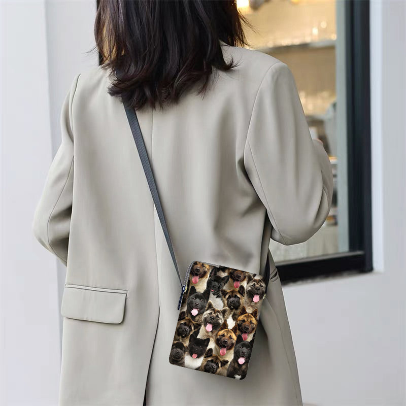 A Bunch Of American Akitas Oxford Cloth Zipped Messenger Bag