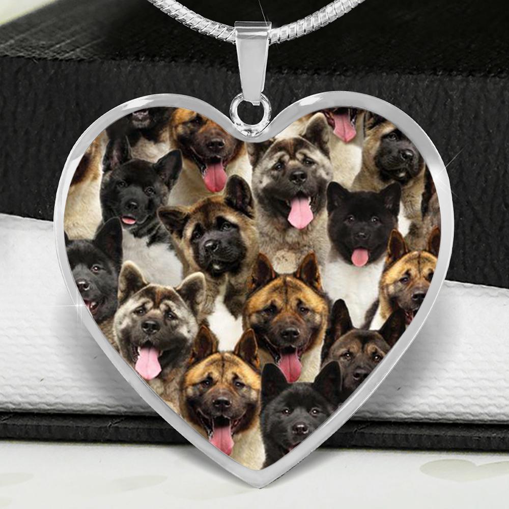 A Bunch Of American Akitas Heart Necklace