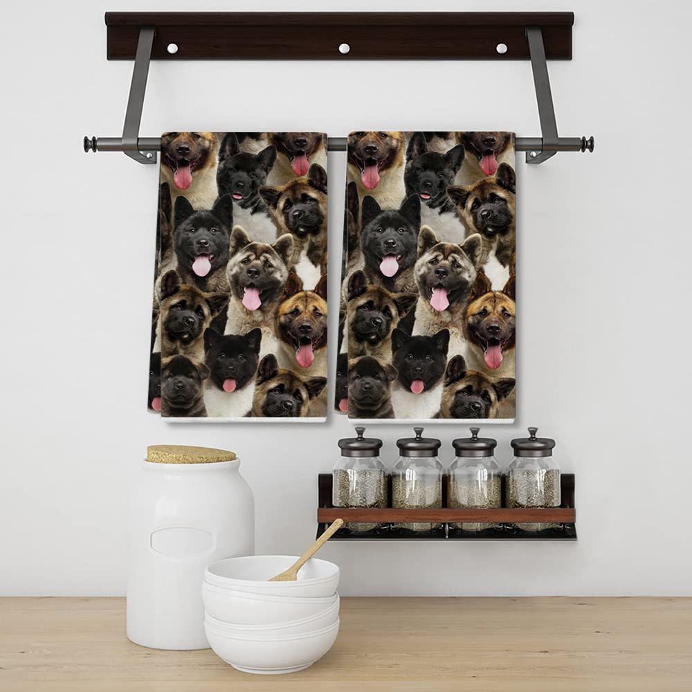 A Bunch Of American Akitas Kitchen Towel