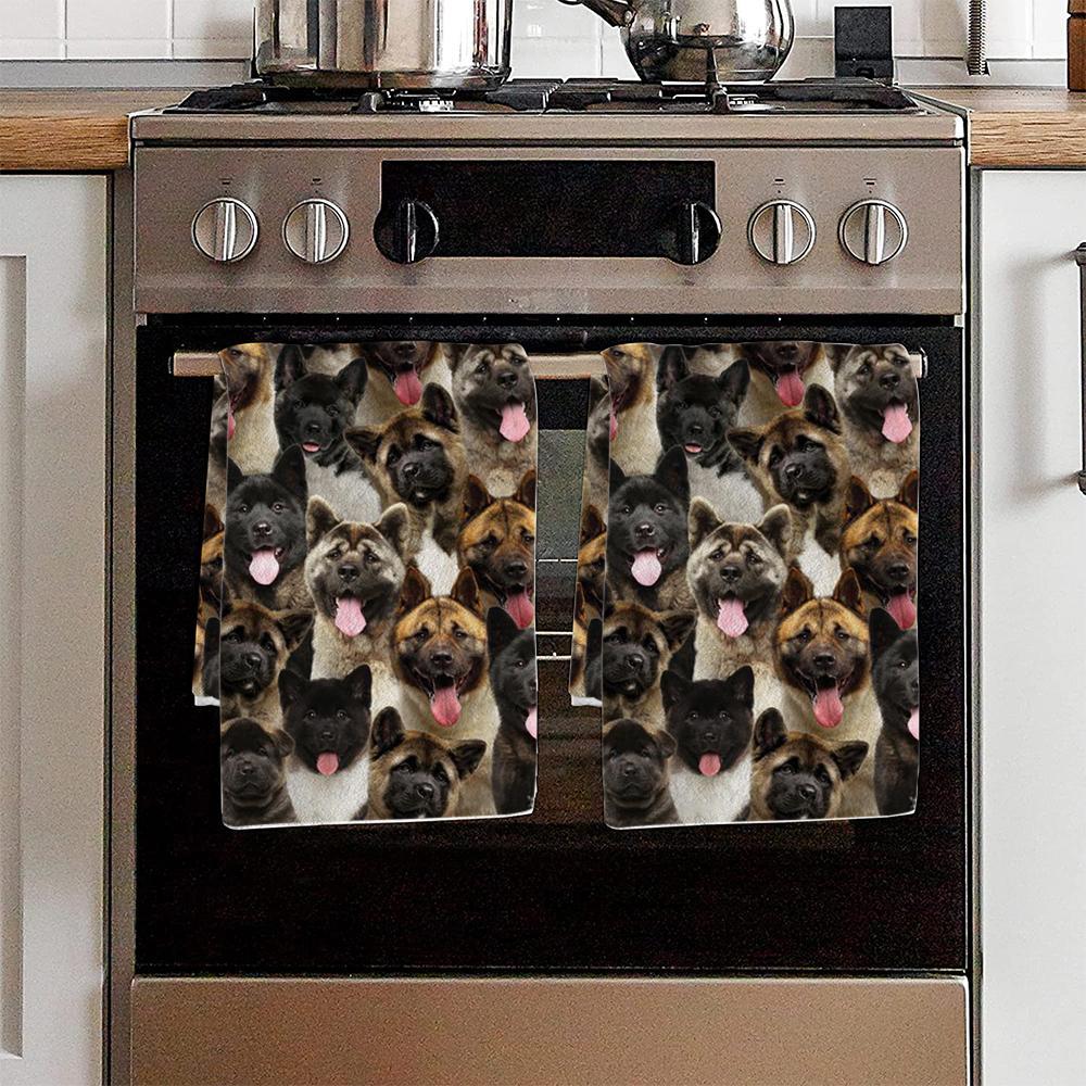 A Bunch Of American Akitas Kitchen Towel