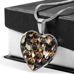 A Bunch Of American Akitas Heart Necklace