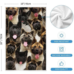A Bunch Of American Akitas Kitchen Towel