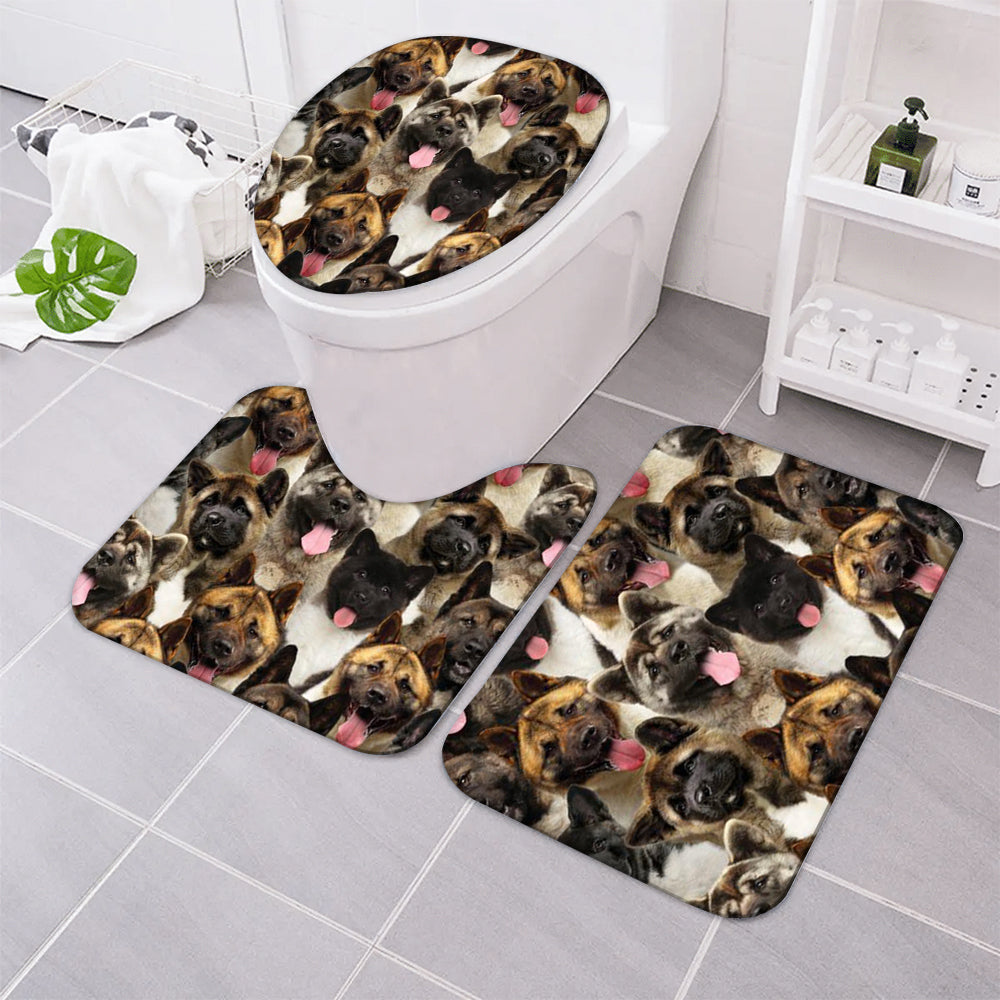 A Bunch Of American Akitas Bathroom Mat Set