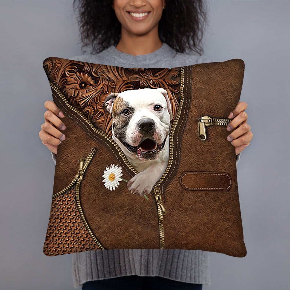 American Bulldog Holding Daisy Pillow Case