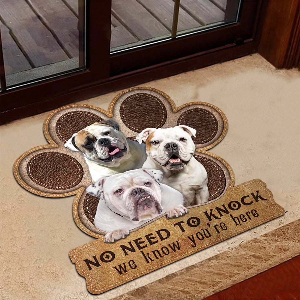 American Bulldogs No Need To Knock We Know You're Here Custom Doormat
