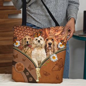 Cocker Spaniel Daisy Flower And Butterfly Tote Bag