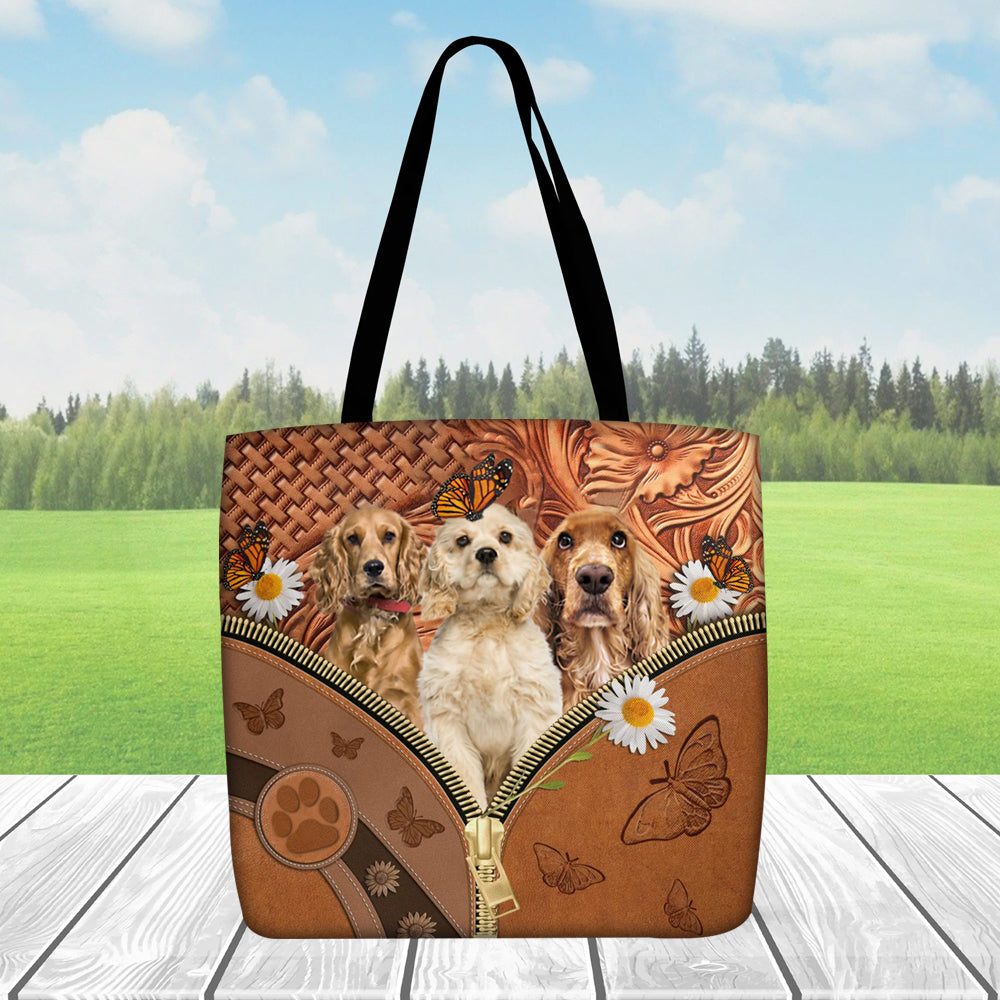 Cocker Spaniel Daisy Flower And Butterfly Tote Bag