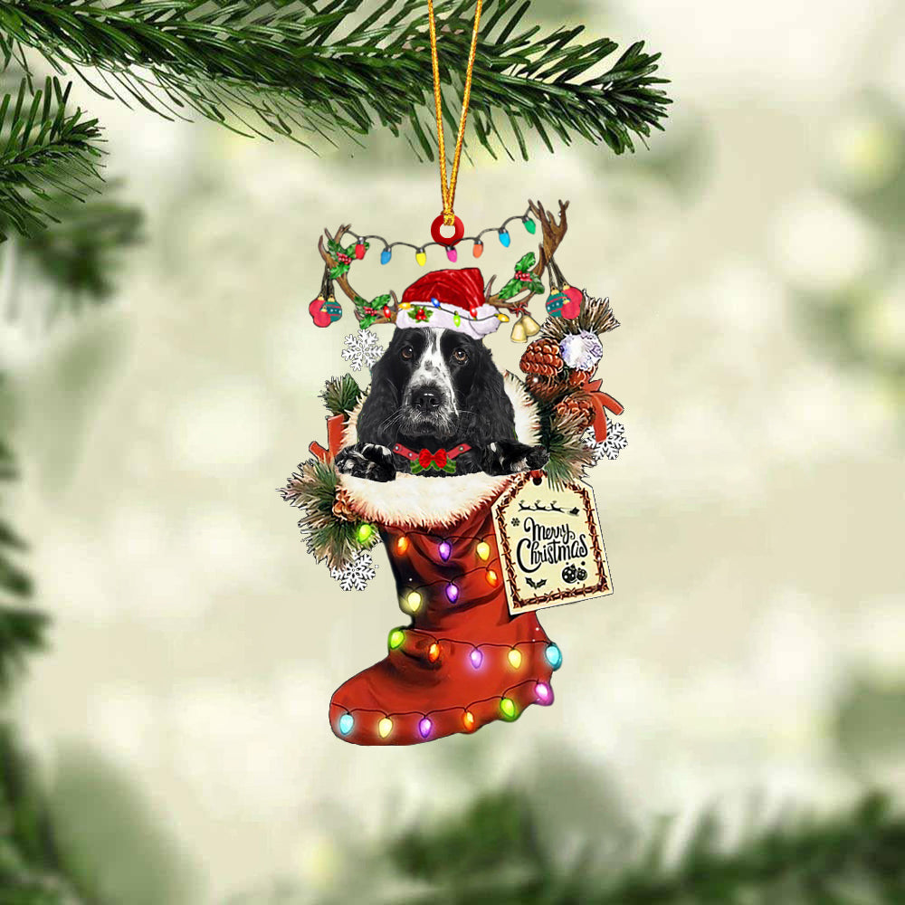 American Cocker Spaniel In Red Boot Christmas Ornament