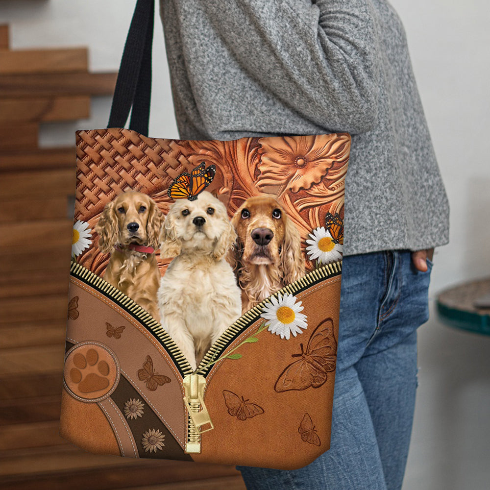 Cocker Spaniel Daisy Flower And Butterfly Tote Bag