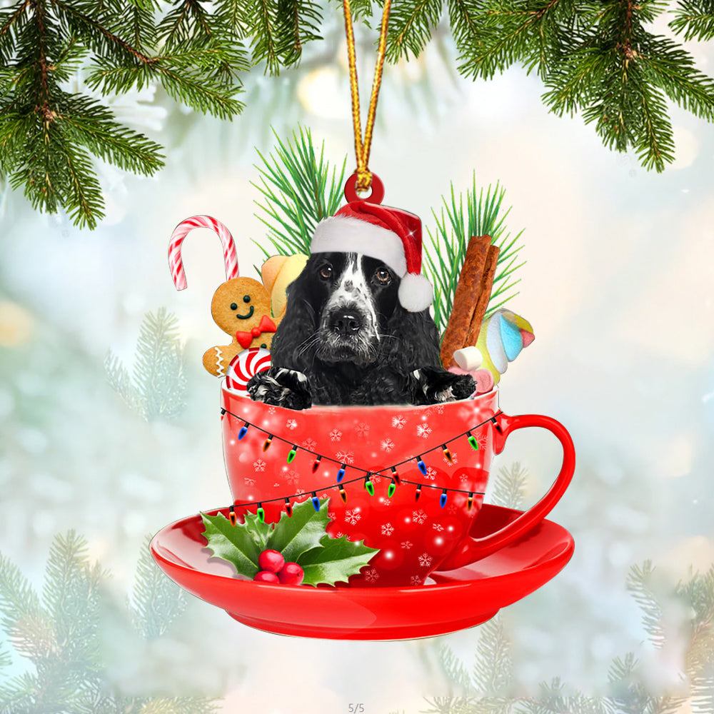 American Cocker Spaniel In Cup Merry Christmas Ornament