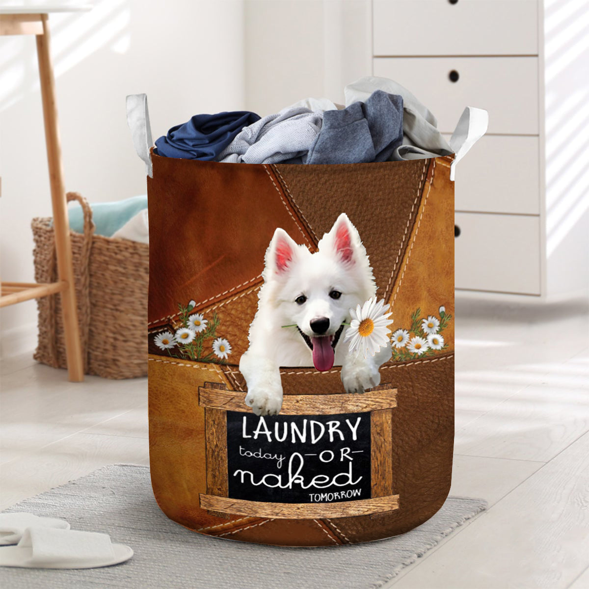 American Eskimo Laundry Today Or Naked Tomorrow Laundry Basket