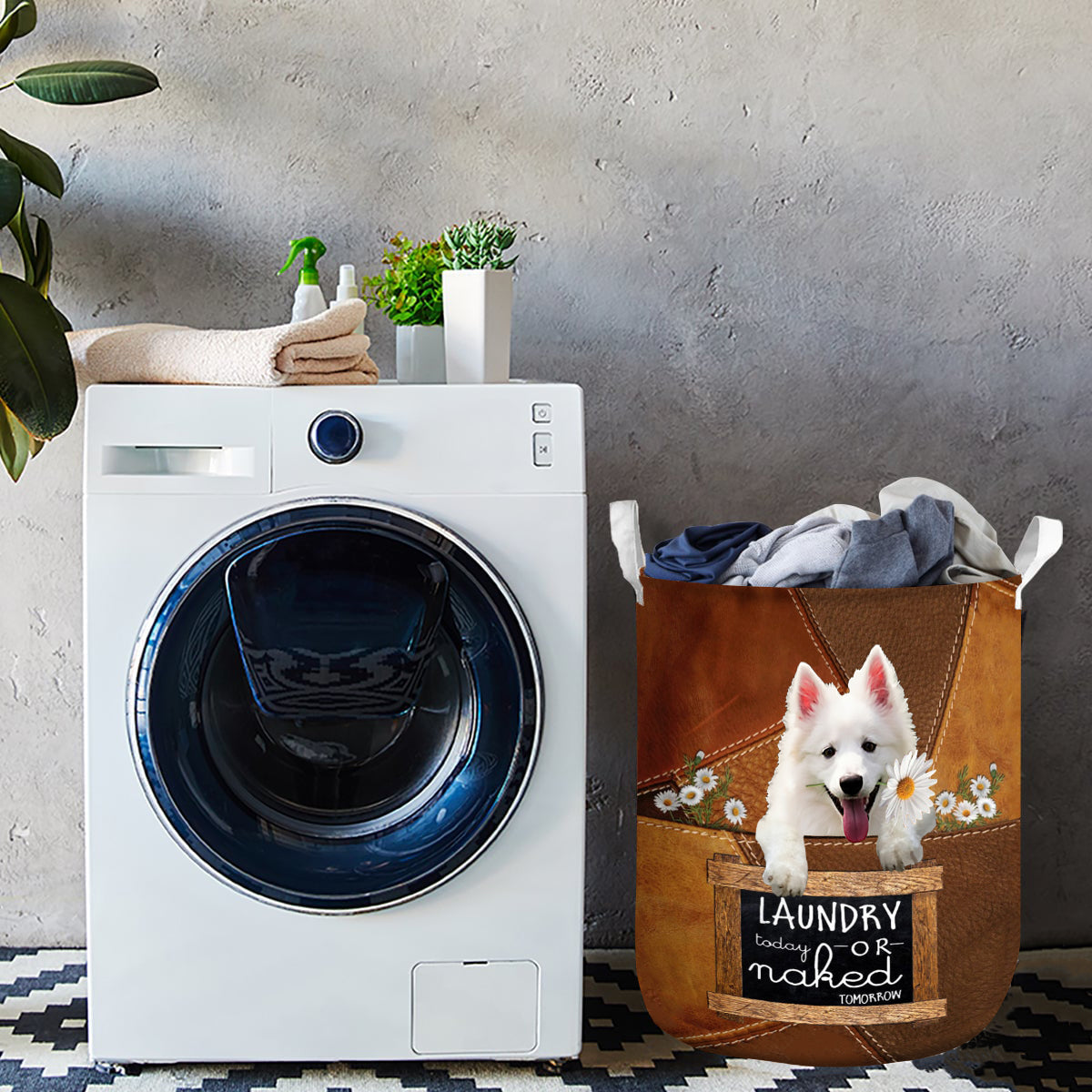 American Eskimo Laundry Today Or Naked Tomorrow Laundry Basket