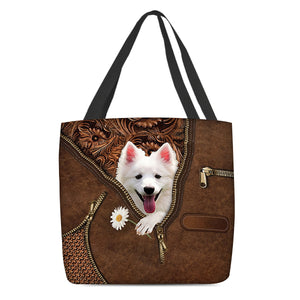 American Eskimo Holding Daisy Tote Bag