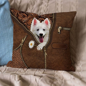 American Eskimo Holding Daisy Pillow Case