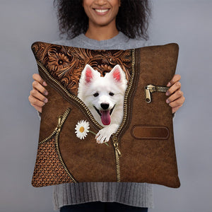 American Eskimo Holding Daisy Pillow Case