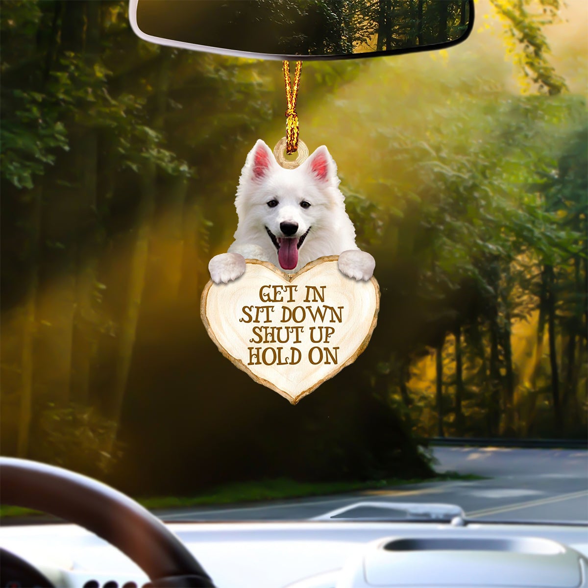 American Eskimo Heart Shape Get In Car Hanging Ornament