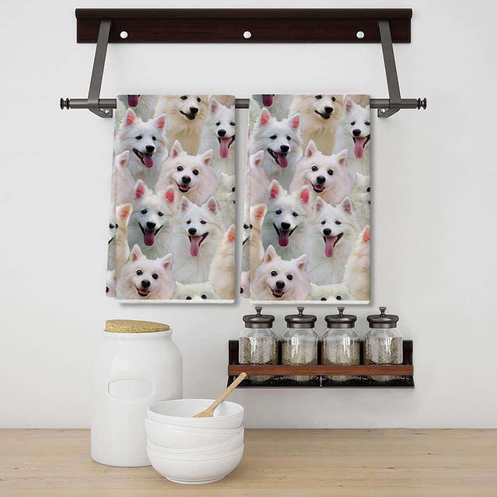 A Bunch Of American Eskimos Kitchen Towel