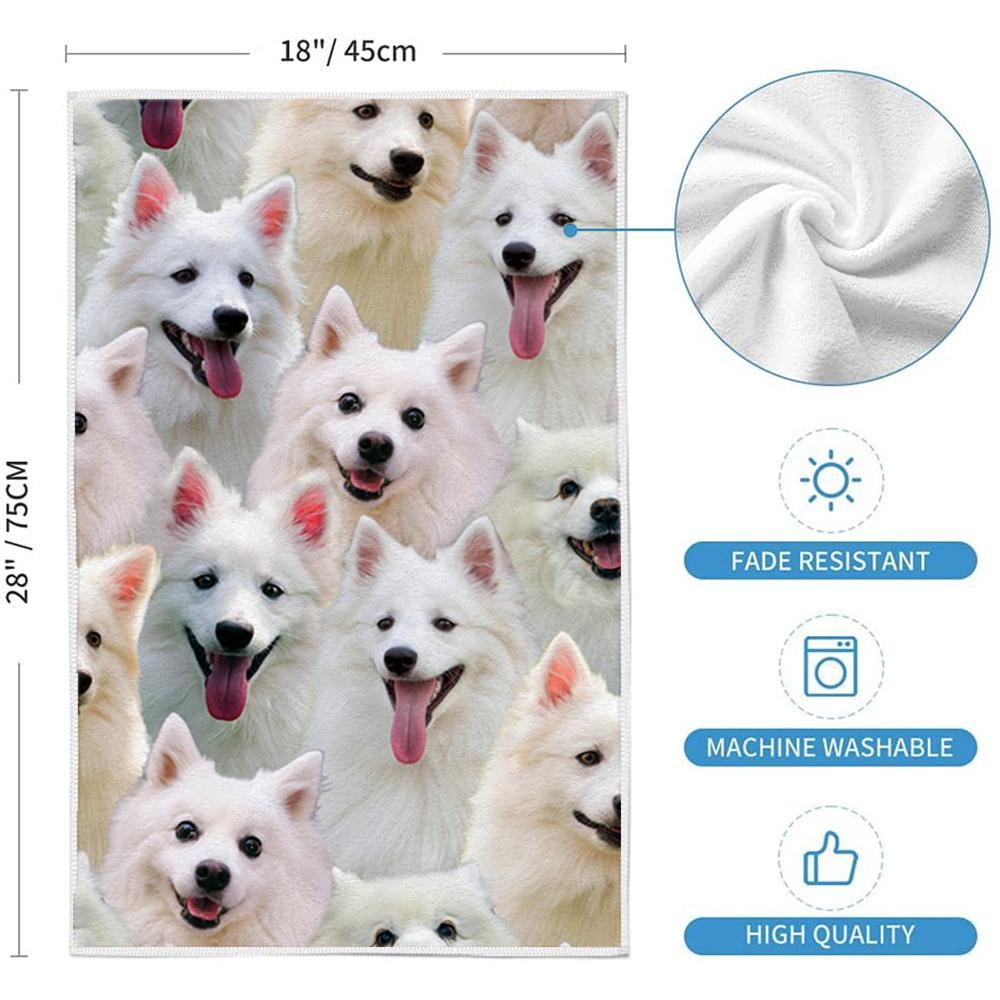 A Bunch Of American Eskimos Kitchen Towel