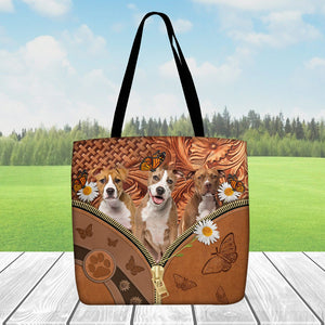 Staffordshire Bull Terrier Daisy Flower And Butterfly Tote Bag
