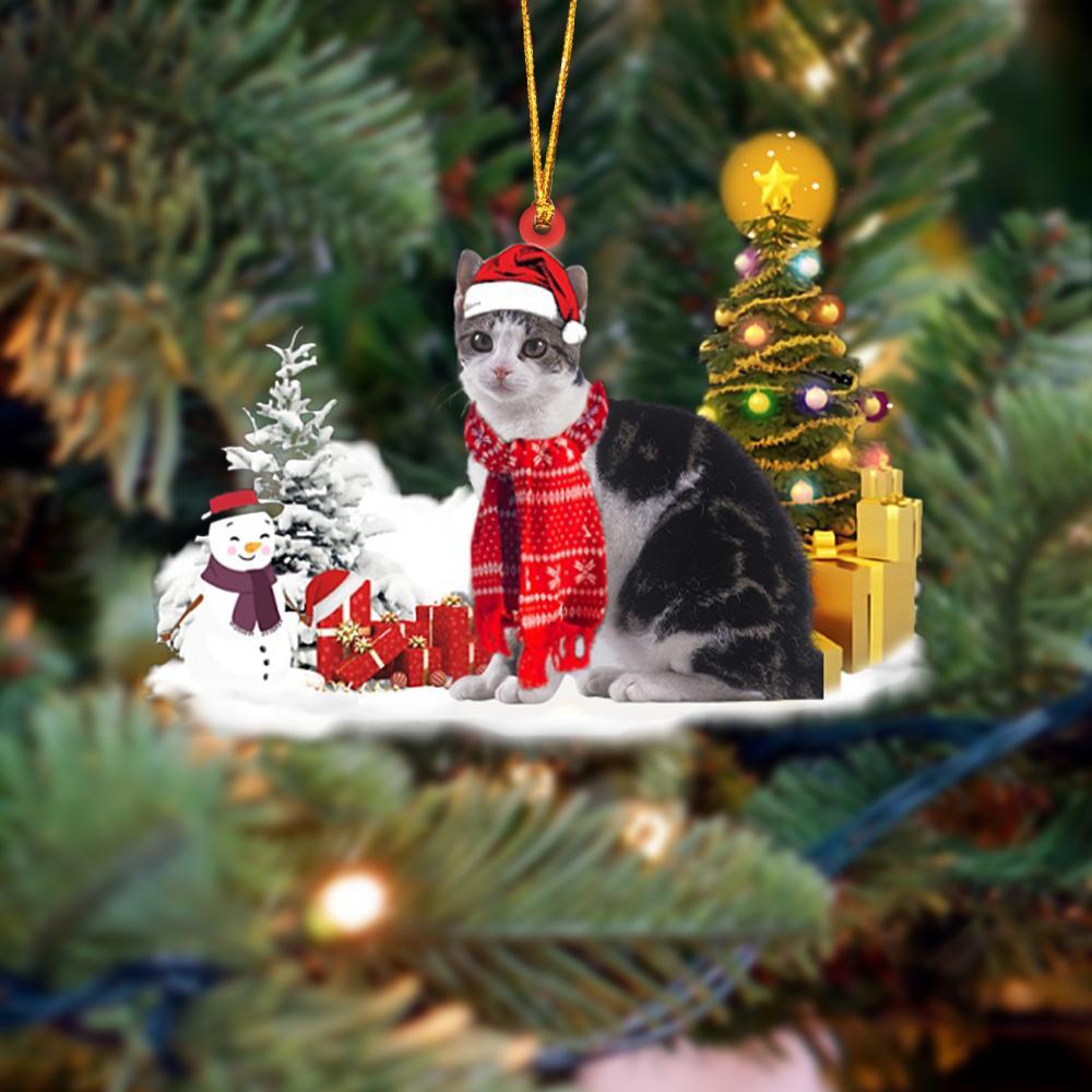 American Wirehair Cat Christmas Ornament