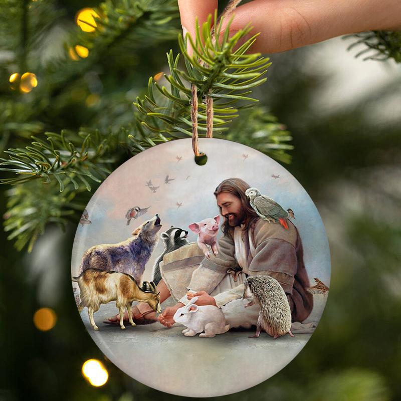 God Surrounded By Animals Porcelain/Ceramic Ornament