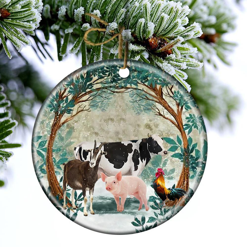 Animal Among Forest Porcelain/Ceramic Ornament