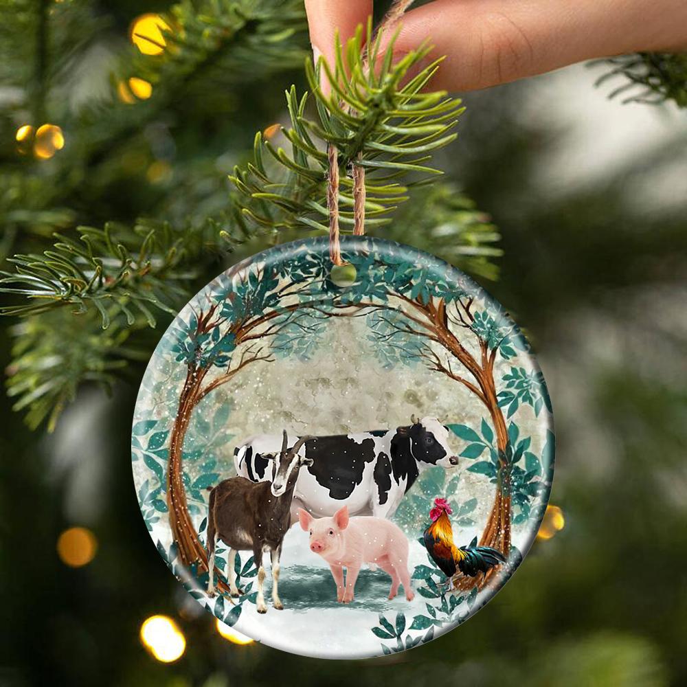 Animal Among Forest Porcelain/Ceramic Ornament