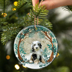 Aussiedoodle Among Forest Porcelain/Ceramic Ornament