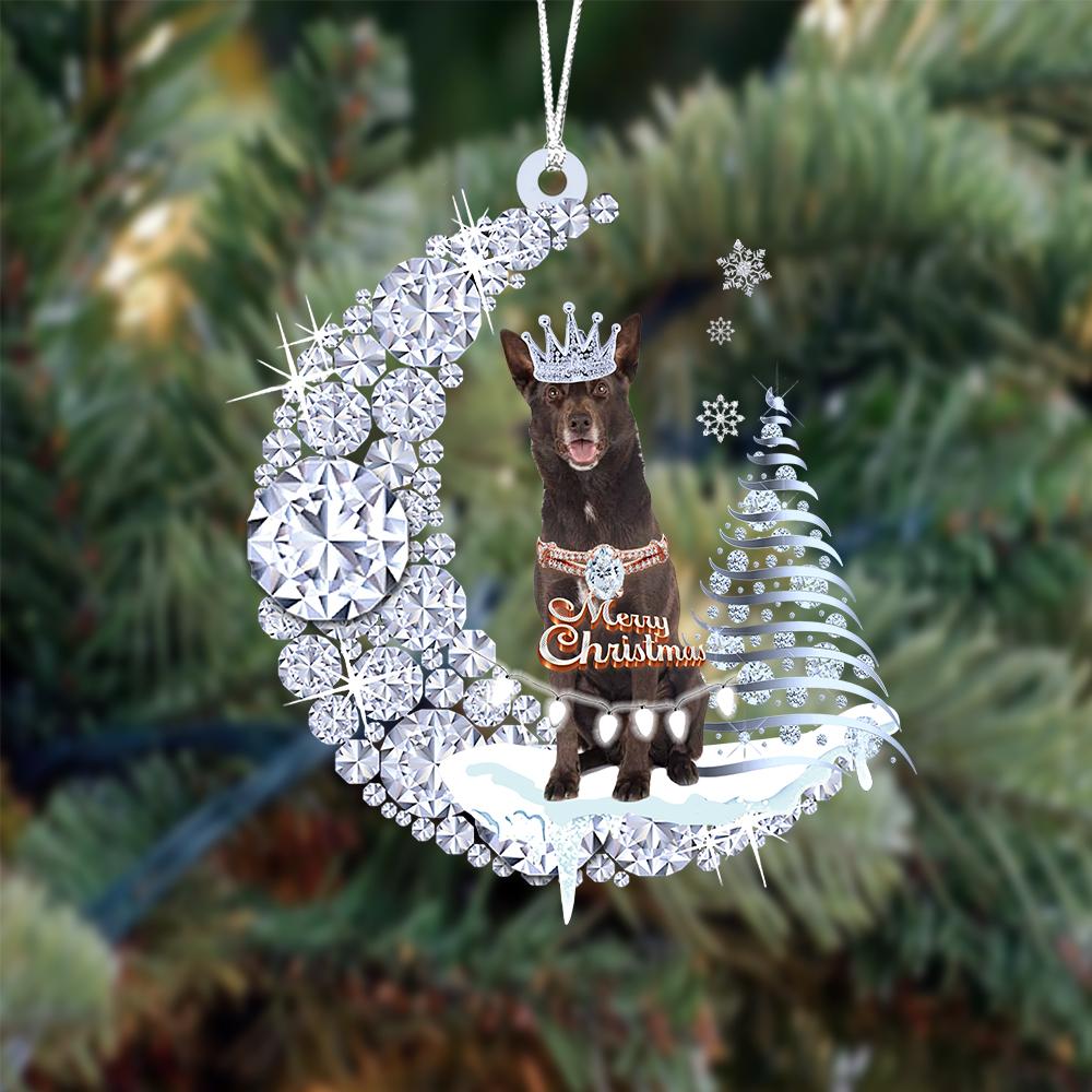 Australian Kelpie Diamond Moon Merry Christmas Ornament