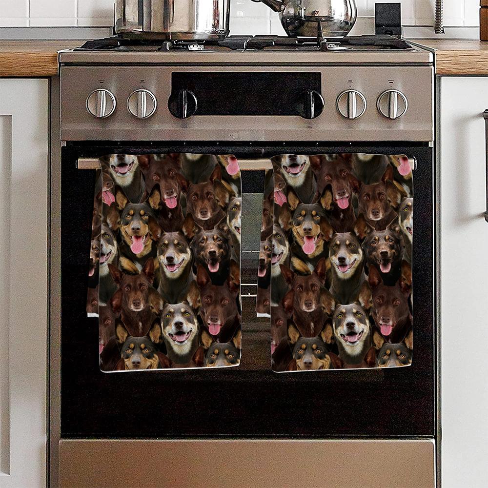 A Bunch Of Australian Kelpies Kitchen Towel