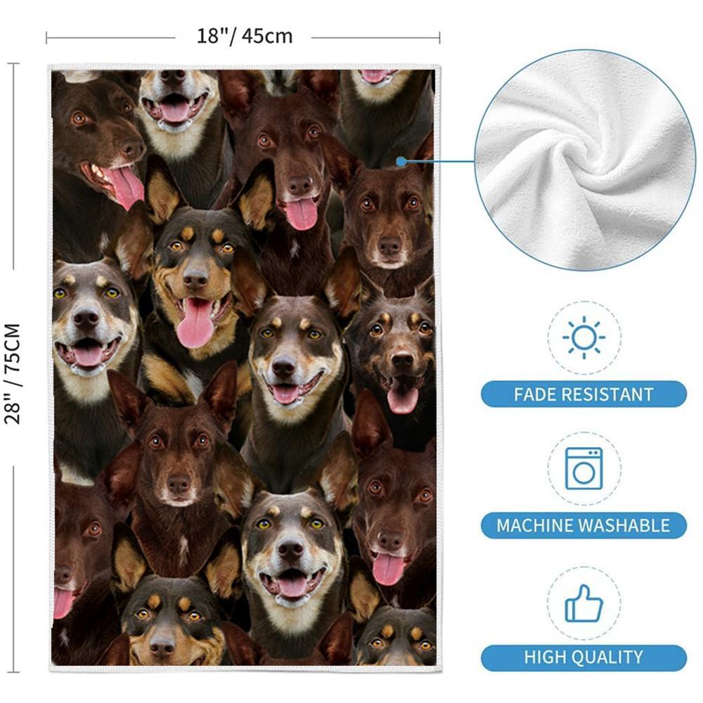 A Bunch Of Australian Kelpies Kitchen Towel