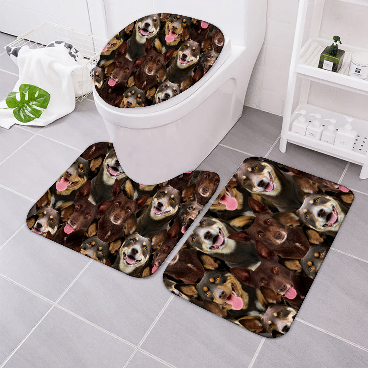 A Bunch Of Australian Kelpies Bathroom Mat Set