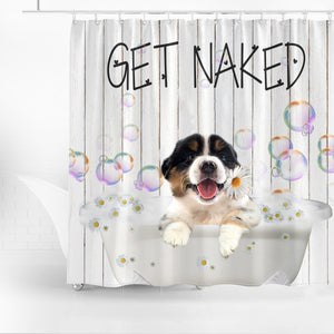 Australian Shepherd02 Get Naked Daisy Shower Curtain