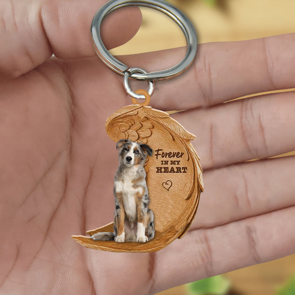Australian Shepherd Forever In My Heart Flat Acrylic Keychain