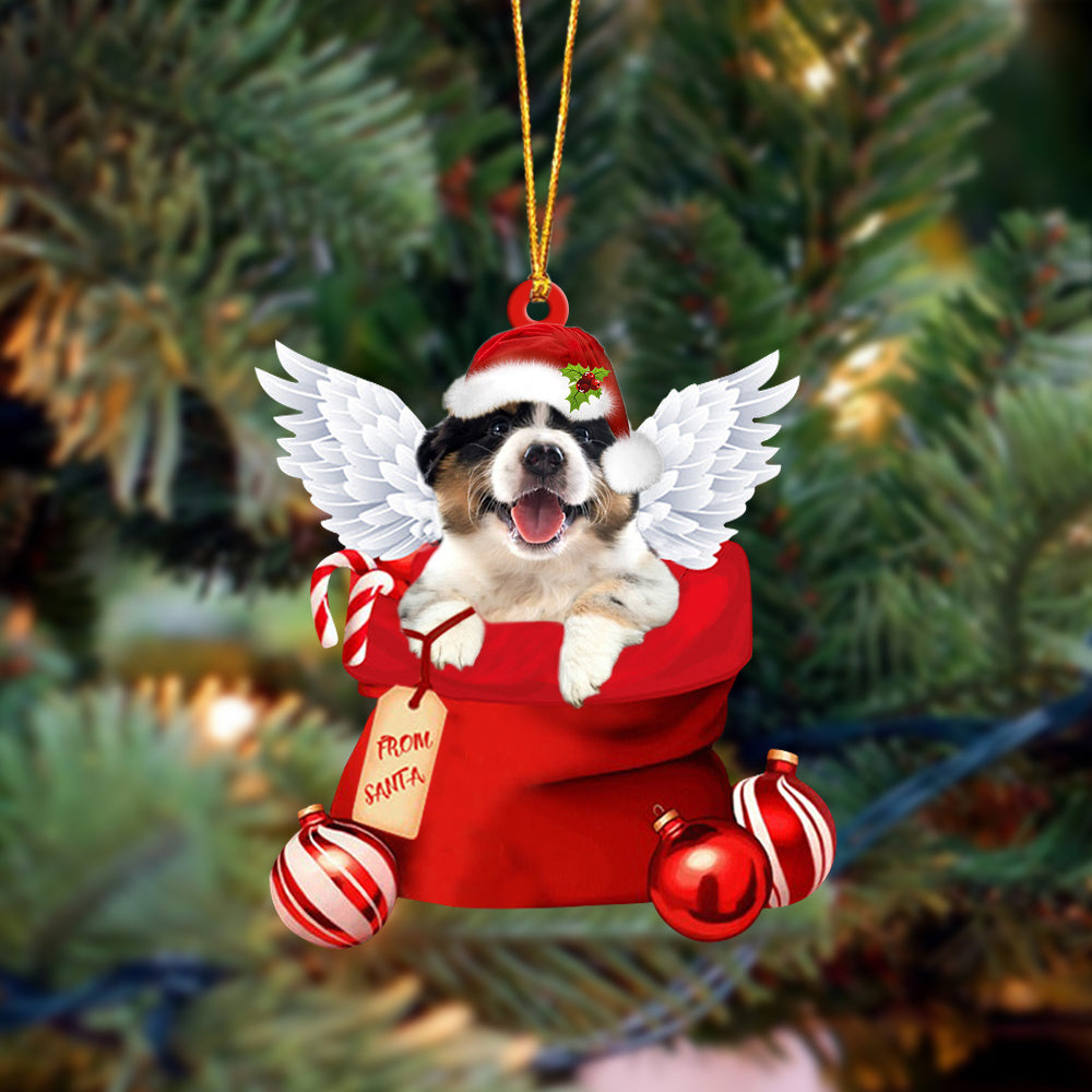 Australian Shepherd000 Angel Gift From Santa Christmas Ornament
