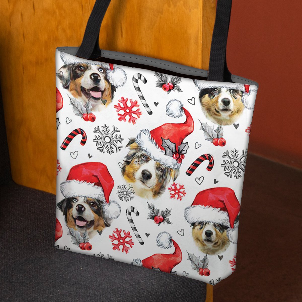 Australian Shepherd Merry Christmas Tote Bag