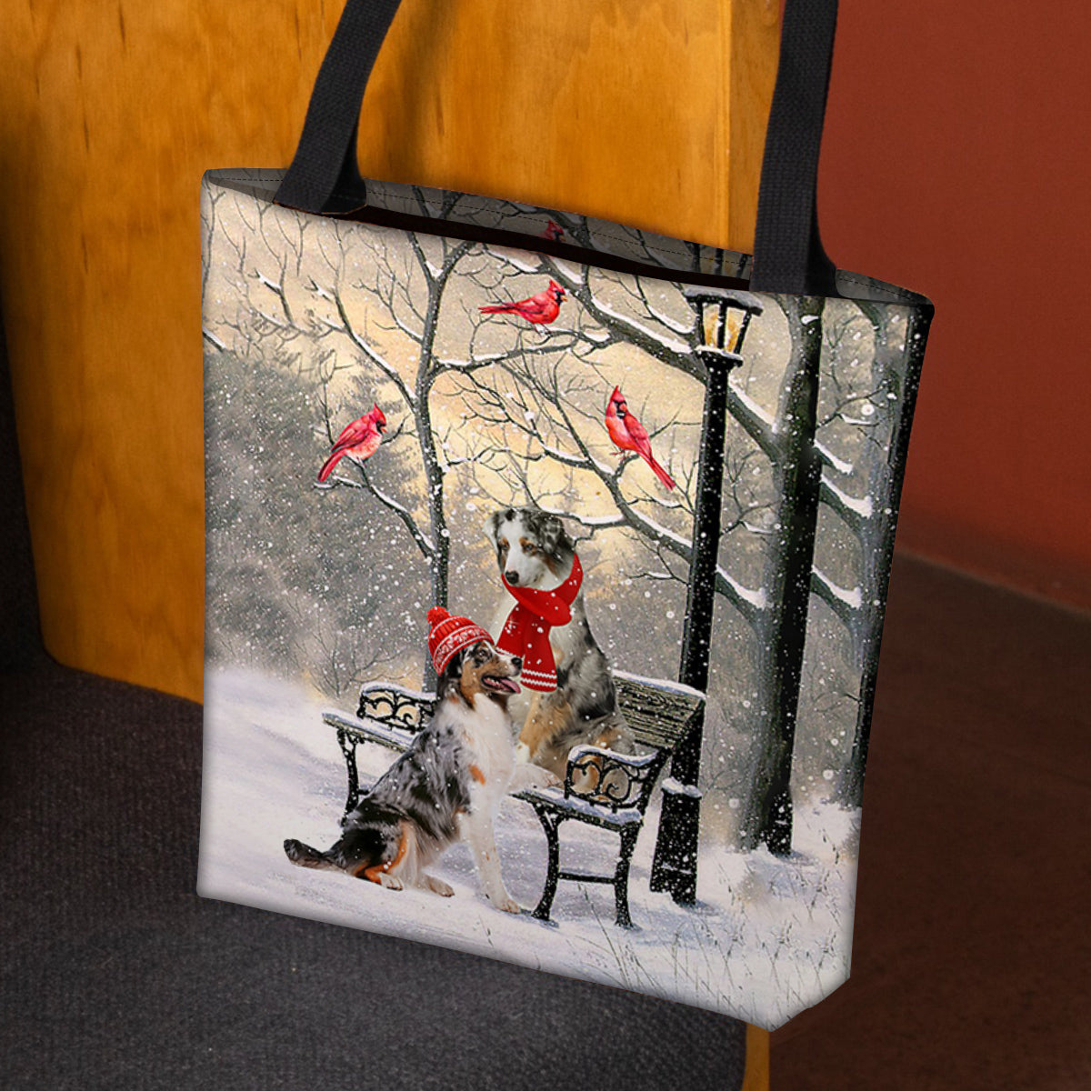 Australian Shepherd Hello Christmas/Winter/New Year Tote Bag