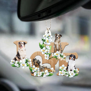 Australian Shepherd Love Flowers Dog Lover Car Hanging Ornament