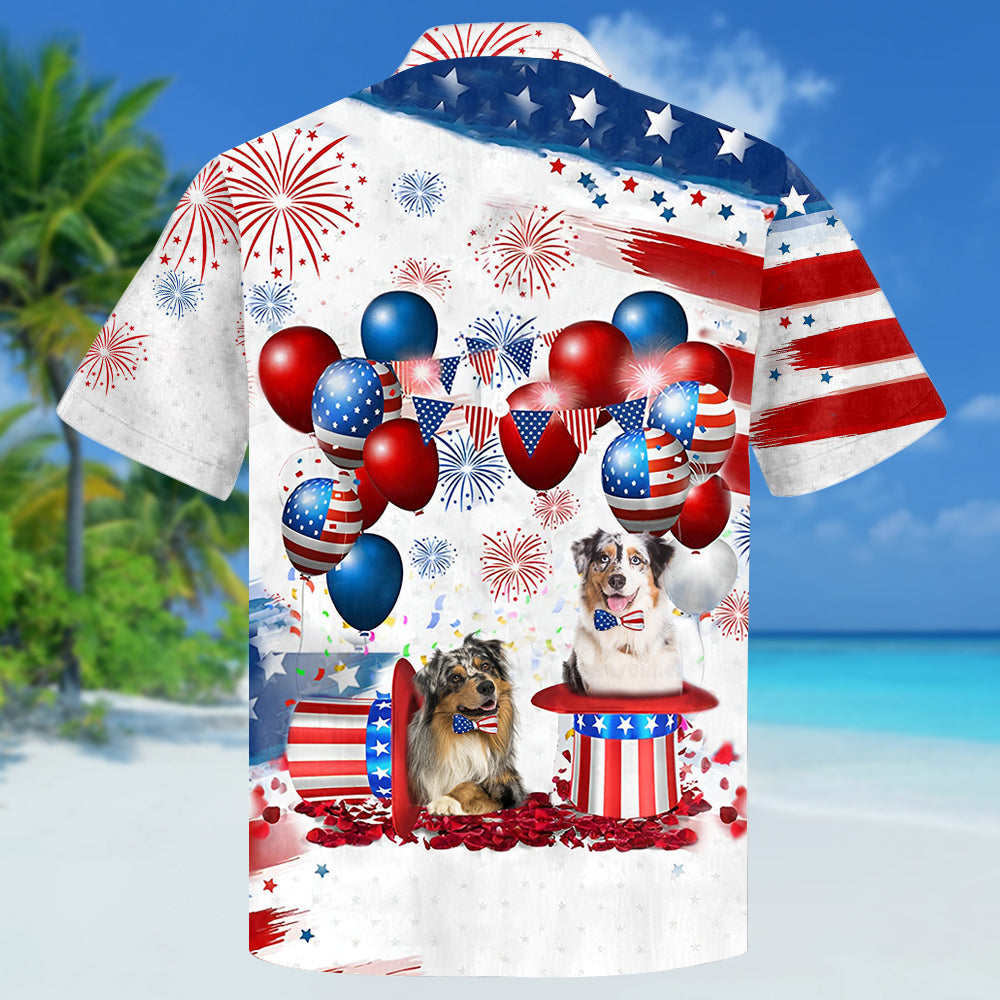 Australian Shepherd  Independence Day Hawaiian Shirt