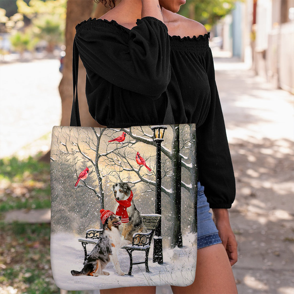 Australian Shepherd Hello Christmas/Winter/New Year Tote Bag