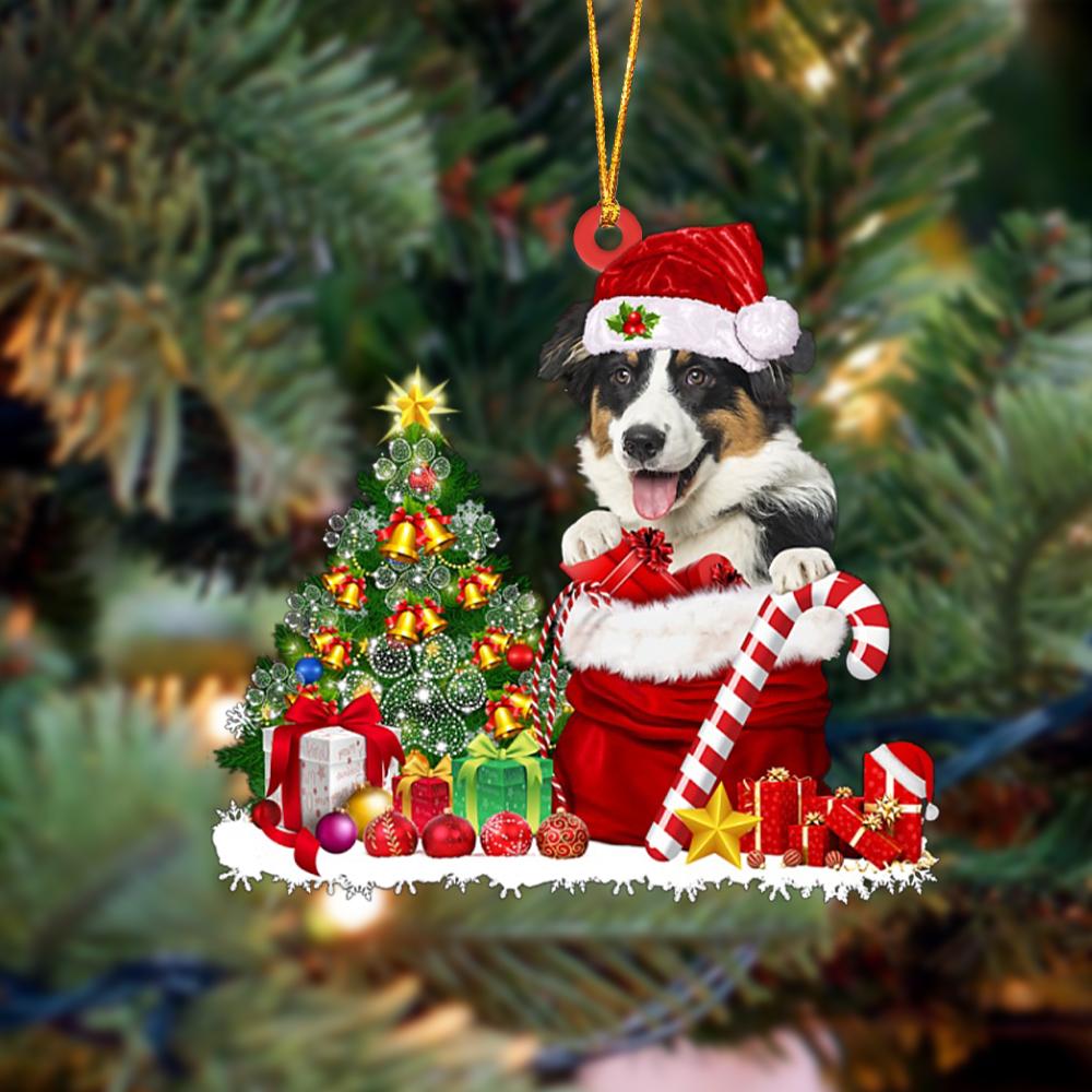 Bernese Mountain Gift Bag Merry Christmas Ornament