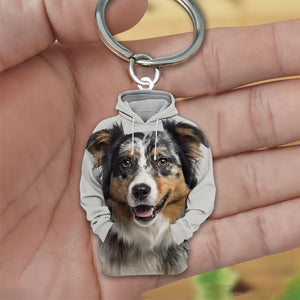 Australian Shepherd 3D Graphic Hoodie Acrylic Keychain