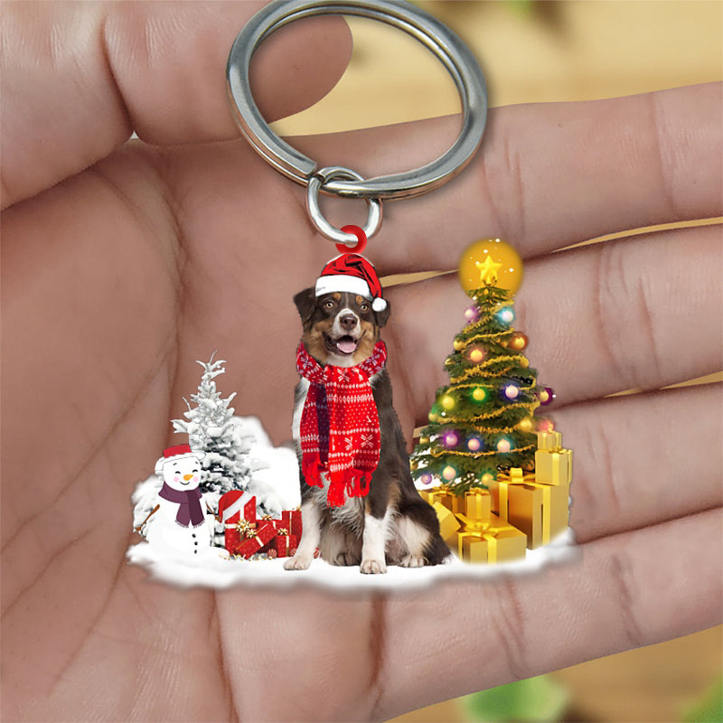 Australian Shepherd Early Merry Christma Acrylic Keychain