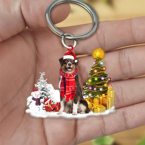 Australian Shepherd Early Merry Christma Acrylic Keychain