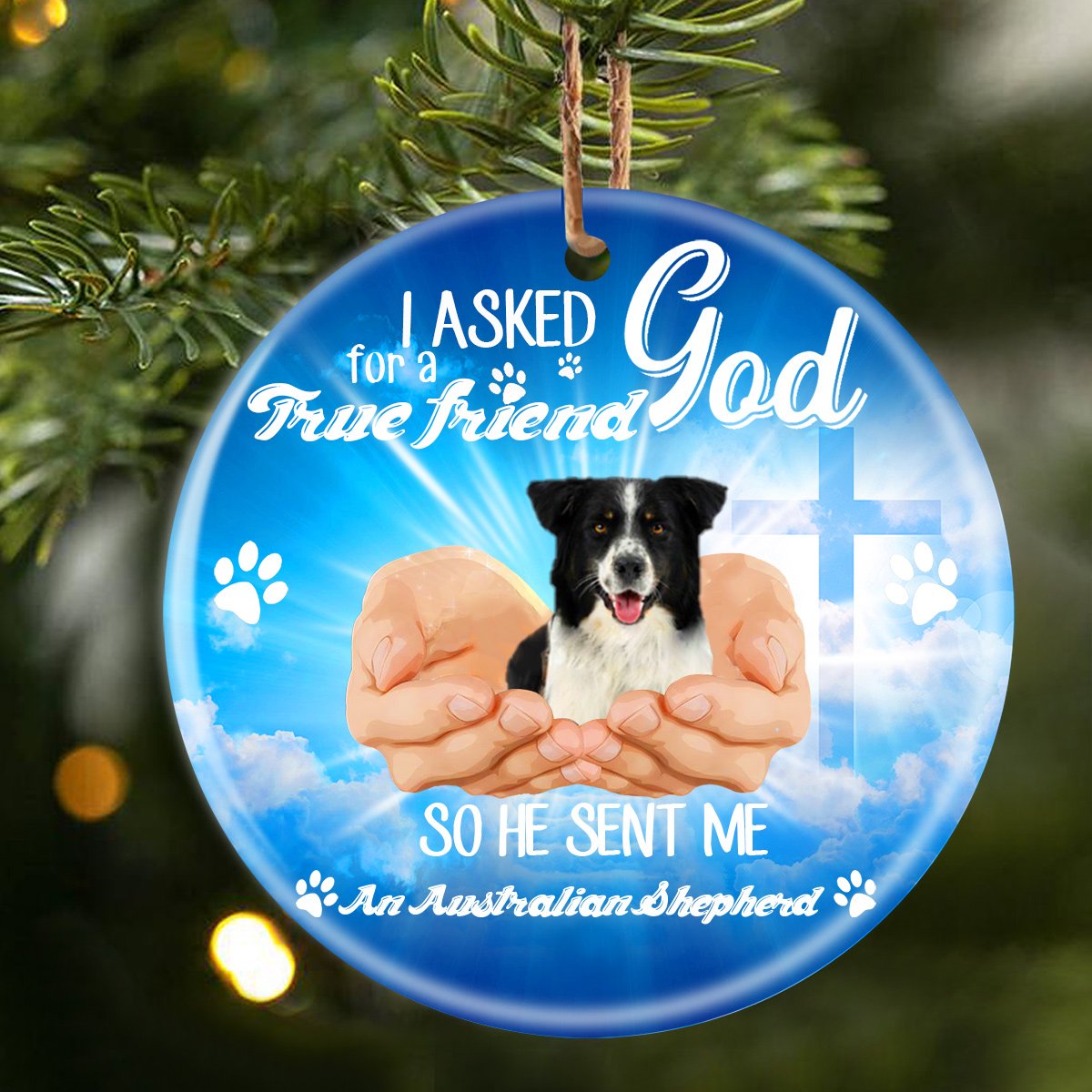 God Send Me A/An Australian Shepherd Porcelain/Ceramic Ornament