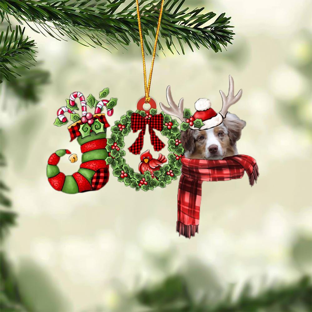 Australian Shepherd JOY Reindeer Hanging Ornament