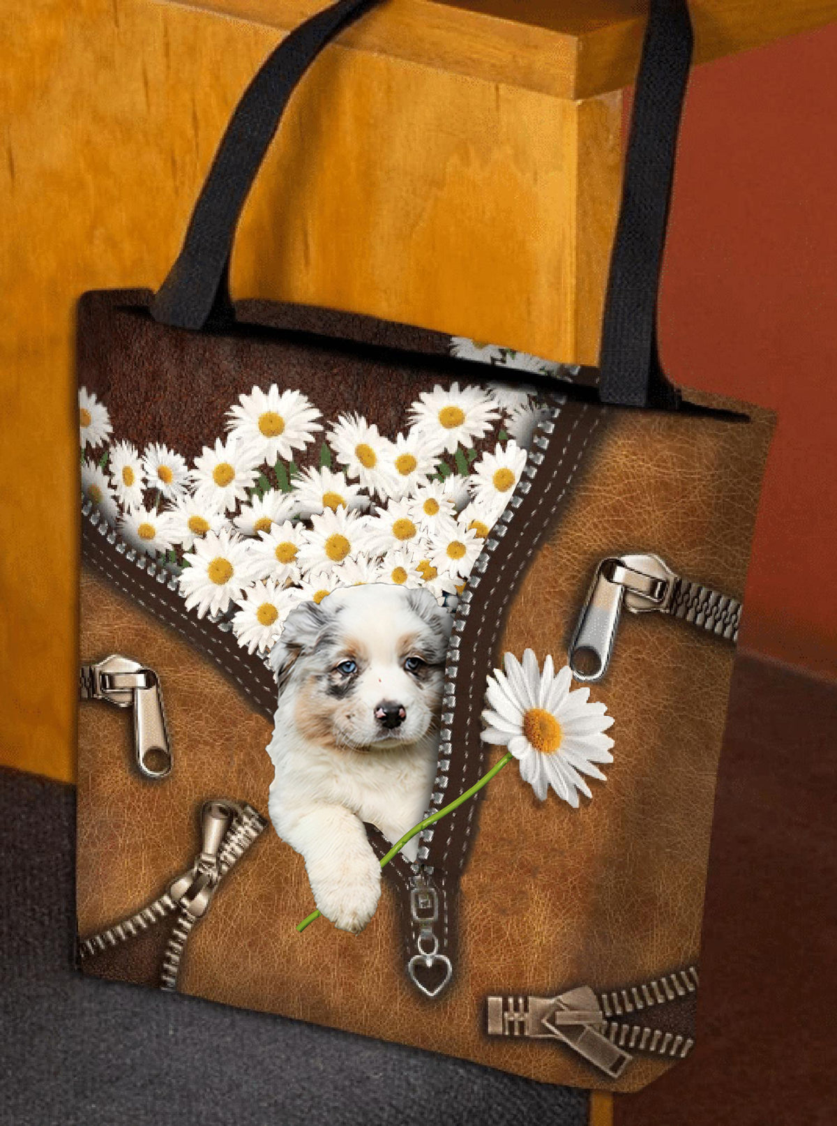 Australian Shepherd Daisy Women Tote Bag