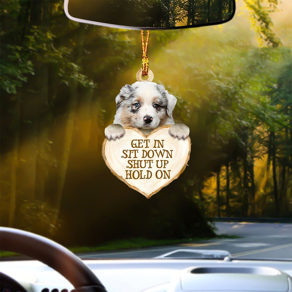 Australian Shepherd Heart Shape Get In Car Hanging Ornament