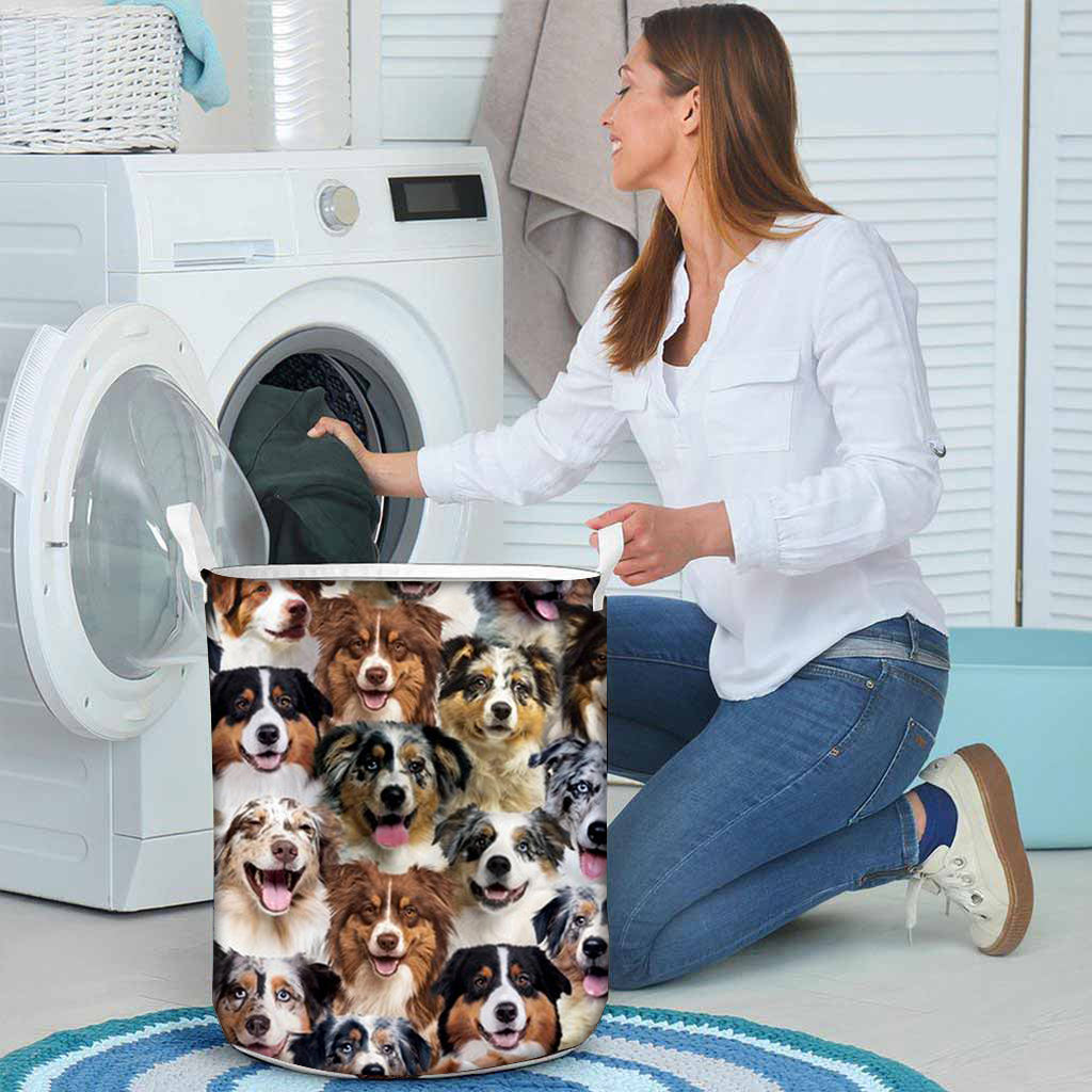 A Bunch Of Australian Shepherds Laundry Basket